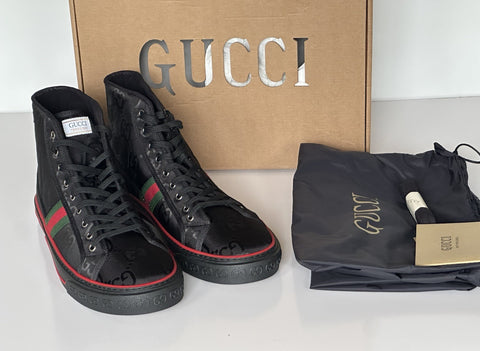 Gucci Men GG Logo High Top Sneakers Black 15.5 US (15 Gucci) 628717 IT NIB $820