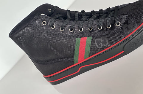 Gucci Men GG Logo High Top Sneakers Black 15.5 US (15 Gucci) 628717 IT NIB $820