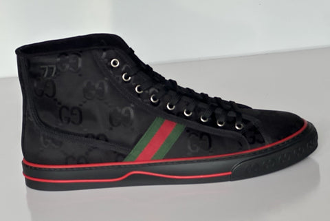 Gucci Men GG Logo High Top Sneakers Black 15.5 US (15 Gucci) 628717 IT NIB $820