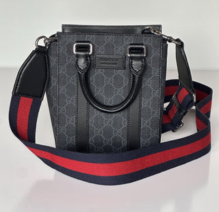 Gucci GG Supreme GG Web Canvas/Leather Mini Tote Bag Black Italy NWOT