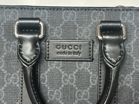 Gucci GG Supreme GG Web Canvas/Leather Mini Tote Bag Black Italy NWOT