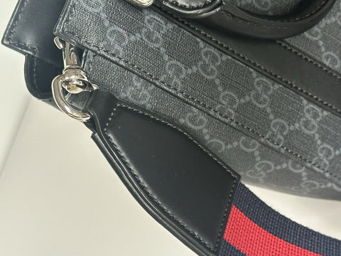 Gucci GG Supreme GG Web Canvas/Leather Mini Tote Bag Black Italy NWOT