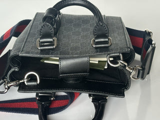 Gucci GG Supreme GG Web Canvas/Leather Mini Tote Bag Black Italy NWOT