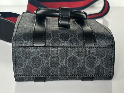 Gucci GG Supreme GG Web Canvas/Leather Mini Tote Bag Black Italy NWOT