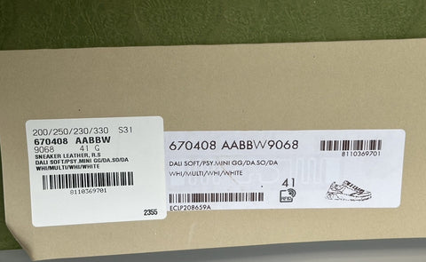 Gucci Women’s GG Dali Soft Sneakers White/Multicolor 11 US/41 Euro 670408 NIB