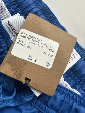 Burberry Men's Martin Canvas Blue Boxer Swim Shorts Medium 8084322 NWT $440