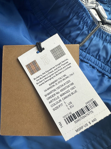 Burberry Men's Martin Canvas Blue Boxer Swim Shorts Large 8084322 NWT $440