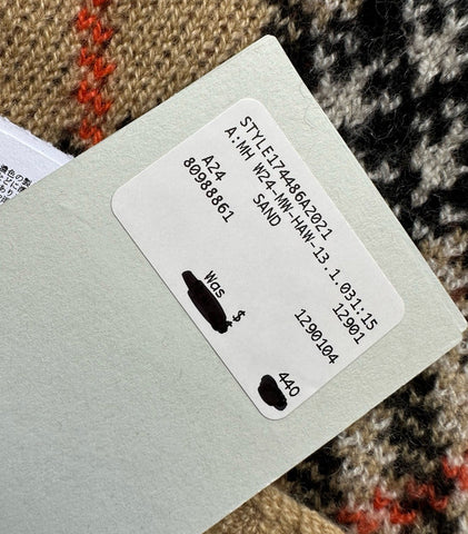 Burberry Knit Check Beanie Cashmere Hat (54-61 cm) U.K. 8098886 NWT