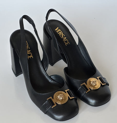 Versace Medusa Head Sling Back Calf Leather Black Shoes 10 US (40) 1014618 NIB