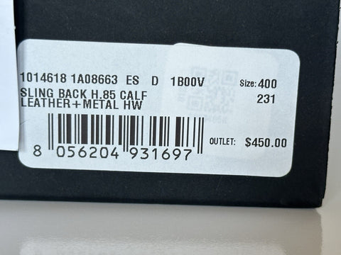 Versace Medusa Head Sling Back Calf Leather Black Shoes 10 US (40) 1014618 NIB