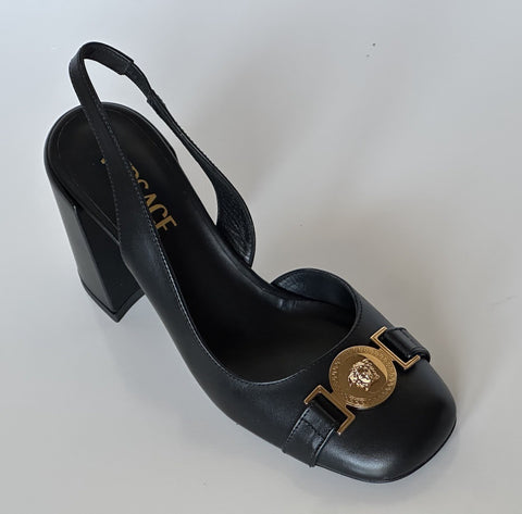 Versace Medusa Head Sling Back Calf Leather Black Shoes 10 US (40) 1014618 NIB