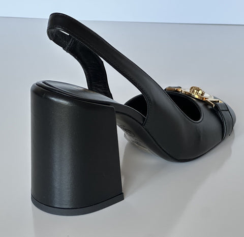 Versace Medusa Head Sling Back Calf Leather Black Shoes 10 US (40) 1014618 NIB