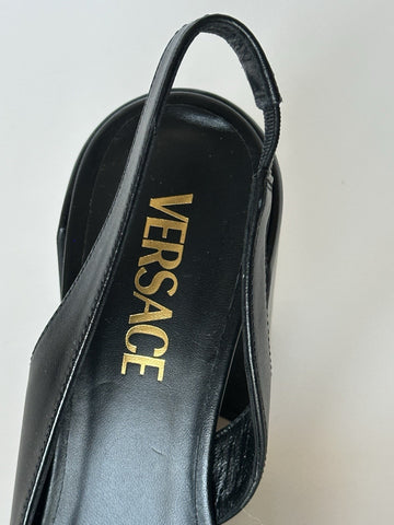 Versace Medusa Head Sling Back Calf Leather Black Shoes 10 US (40) 1014618 NIB
