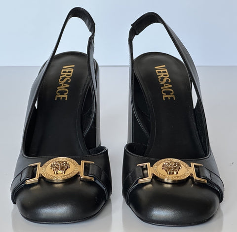 Versace Medusa Head Sling Back Calf Leather Black Shoes 10 US (40) 1014618 NIB