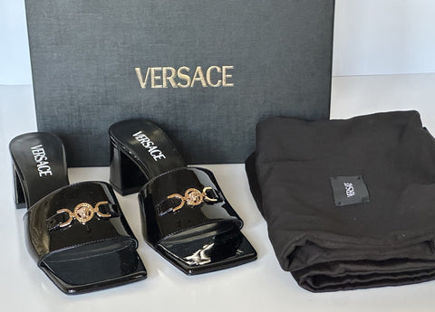 Versace Medusa Head Mule Patent Leather Black Shoes 7.5 US (37.5) 1013004 NIB