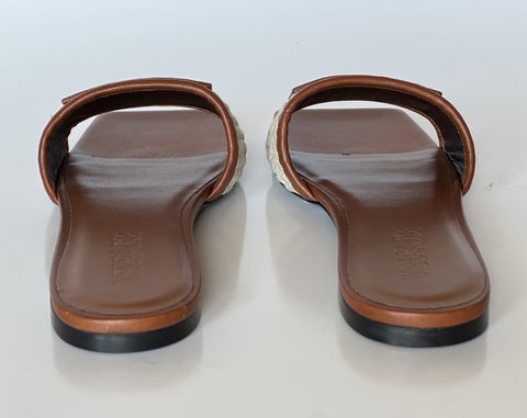 VERSACE Women's Theia Raffia Flats Sandals 7 US (37 Euro) 1016941 Italy NIB $725