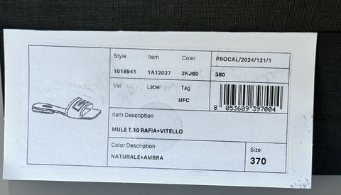 VERSACE Women's Theia Raffia Flats Sandals 7 US (37 Euro) 1016941 Italy NIB $725