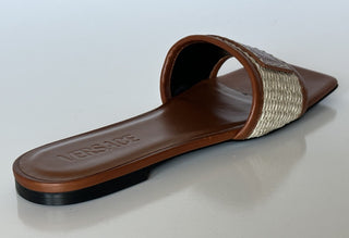 VERSACE Women's Theia Raffia Flats Sandals 7 US (37 Euro) 1016941 Italy NIB $725