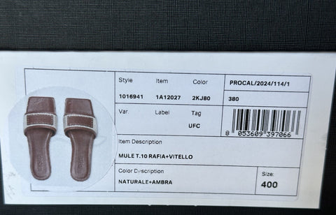 VERSACE Women's Theia Raffia Flats Sandals 10 US (40 Eu) 1016941 Italy NIB $725