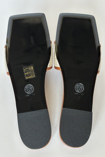 VERSACE Women's Theia Raffia Flats Sandals 10 US (40 Eu) 1016941 Italy NIB $725