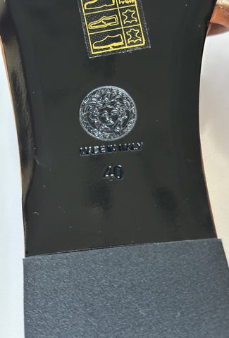 VERSACE Women's Theia Raffia Flats Sandals 10 US (40 Eu) 1016941 Italy NIB $725