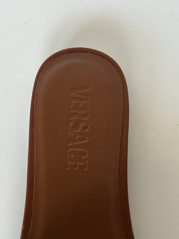 VERSACE Women's Theia Raffia Flats Sandals 10 US (40 Eu) 1016941 Italy NIB $725