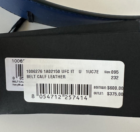 Versace Silver Medusa-Buckle Blue Leather Belt 95 (38) Italy 1006276 NIB $600