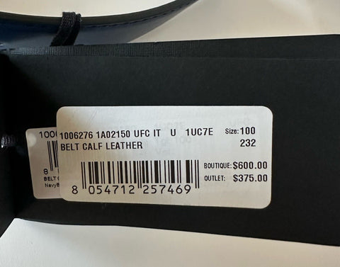 Versace Silver Medusa-Buckle Blue Leather Belt 100 (40) Italy 1006276 NIB $600