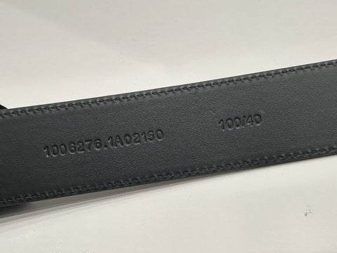 Versace Silver Medusa-Buckle Blue Leather Belt 100 (40) Italy 1006276 NIB $600