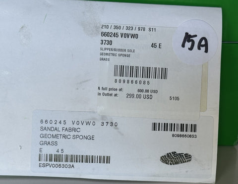 Bottega Veneta Intrecciato Geometric Sponge Slipper Green 12 US 660245 NIB $600