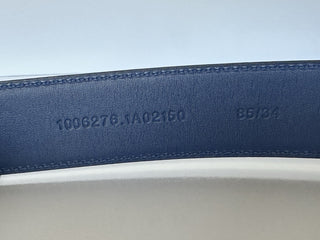 Versace Silver Medusa-Buckle Blue Leather Belt 85 (34) Italy 1006276 NIB $525