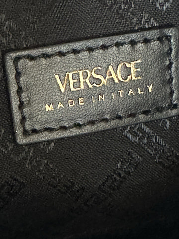 Versace Greca Coated Canvas Leather Pink/Black Shoulder Bag IT 1020801 NWT