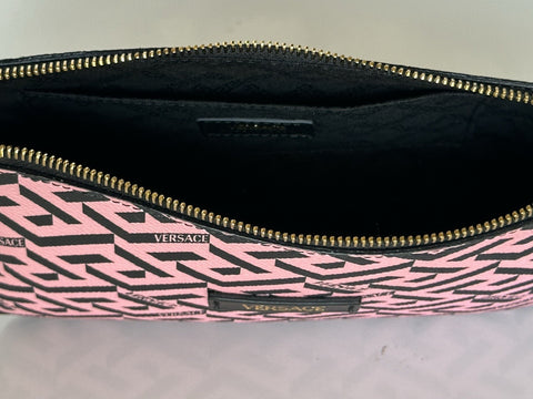 Versace Greca Coated Canvas Leather Pink/Black Shoulder Bag IT 1020801 NWT
