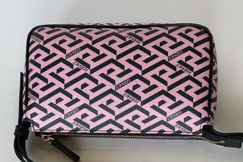 Versace Greca Coated Canvas Leather Pink/Black Shoulder Bag IT 1020801 NWT