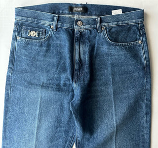 Versace Men’s Denim Stone Washed Medium Blue Jeans 30 US (32”) 1010816 Italy NWT
