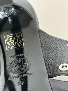 Versace Medusa Head Calf Leather Black Sandals 7 US (37 Euro) 1009427 NIB $1050