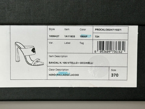 Versace Medusa Head Calf Leather Black Sandals 7 US (37 Euro) 1009427 NIB $1050