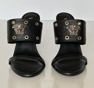 Versace Medusa Head Calf Leather Black Sandals 7 US (37 Euro) 1009427 NIB $1050
