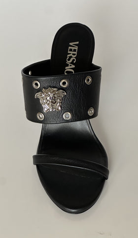 Versace Medusa Head Calf Leather Black Sandals 7 US (37 Euro) 1009427 NIB $1050
