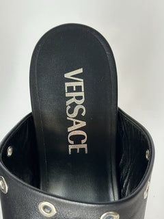 Versace Medusa Head Calf Leather Black Sandals 7 US (37 Euro) 1009427 NIB $1050