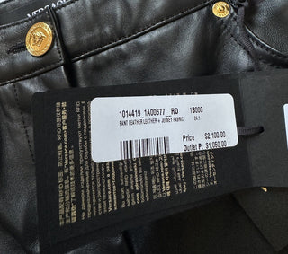 Versace Women's Black Leather/Fabric Pants 6 US (40 Euro) 1014419 NWT $2100