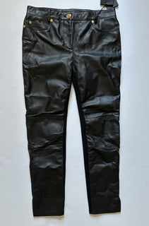 Versace Women's Black Leather/Fabric Pants 6 US (40 Euro) 1014419 NWT $2100