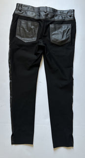 Versace Women's Black Leather/Fabric Pants 6 US (40 Euro) 1014419 NWT $2100