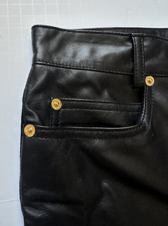 Versace Women's Black Leather/Fabric Pants 6 US (40 Euro) 1014419 NWT $2100