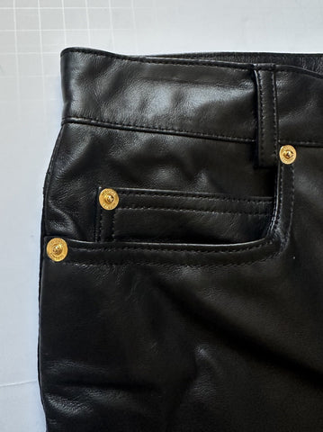 Versace Women's Black Leather/Fabric Pants 6 US (40 Euro) 1014419 NWT $2100