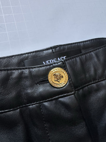 Versace Women's Black Leather/Fabric Pants 6 US (40 Euro) 1014419 NWT $2100