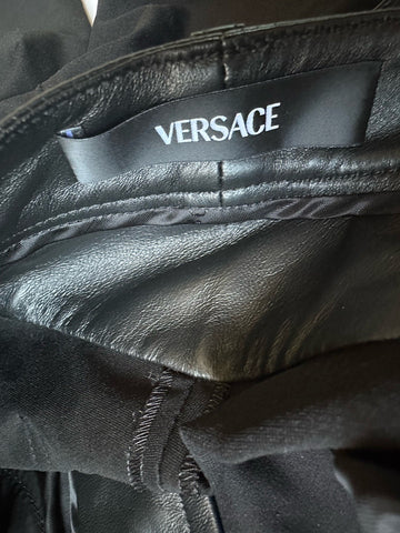 Versace Women's Black Leather/Fabric Pants 6 US (40 Euro) 1014419 NWT $2100