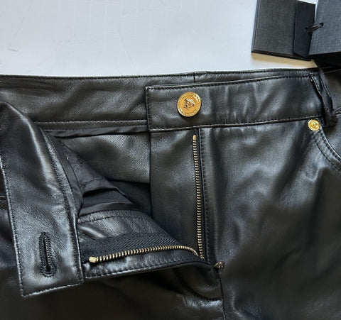 Versace Women's Black Leather/Fabric Pants 6 US (40 Euro) 1014419 NWT $2100