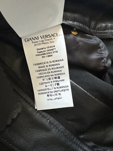 Versace Women's Black Leather/Fabric Pants 6 US (40 Euro) 1014419 NWT $2100