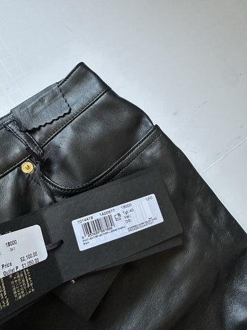 Versace Women's Black Leather/Fabric Pants 6 US (40 Euro) 1014419 NWT $2100